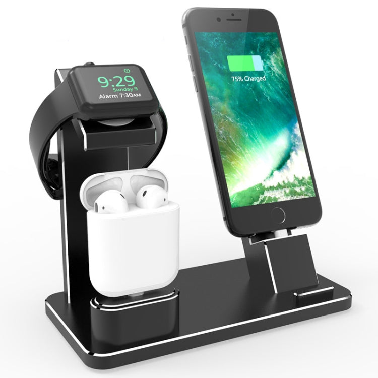 XMJ-001 3-In-1 Aluminum Alloy Charging Stand For IPhone / AirPods Pro / Apple Watch