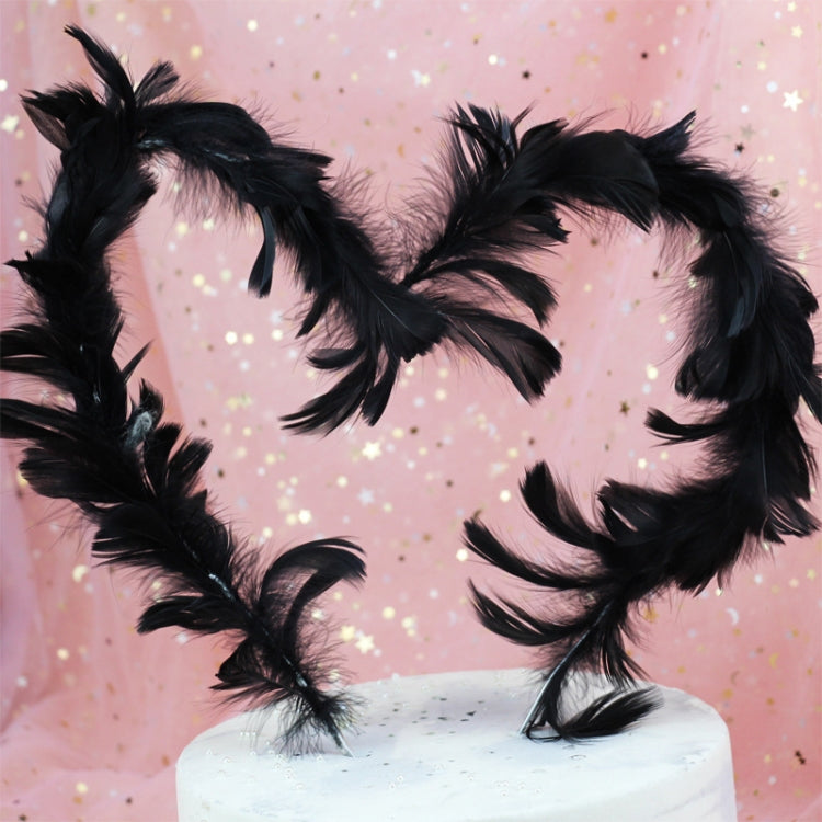 5 PCS Variety Of Feather Cake Dessert Decoration Black