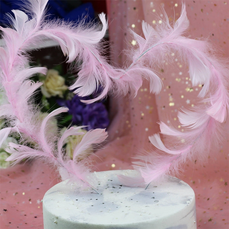 5 PCS Variety Of Feather Cake Dessert Decoration Pink