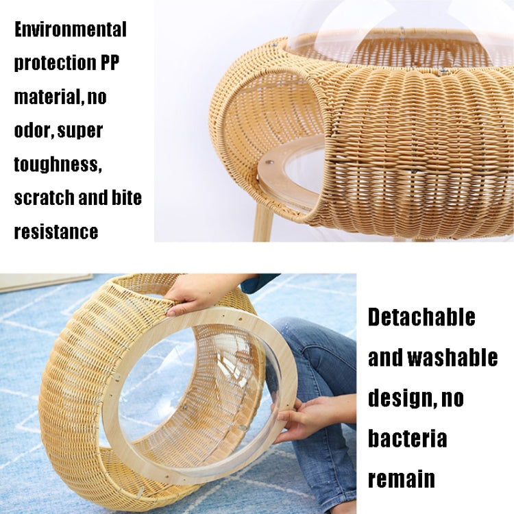 Closed Removable And Washable Breathable Space Capsule Rattan Cat Litter Starry Sky Cat House