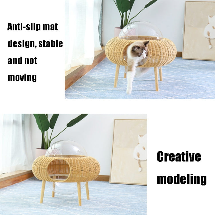 Closed Removable And Washable Breathable Space Capsule Rattan Cat Litter Starry Sky Cat House