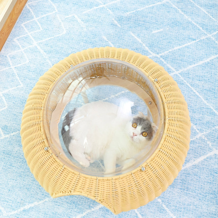 Closed Removable And Washable Breathable Space Capsule Rattan Cat Litter Starry Sky Cat House