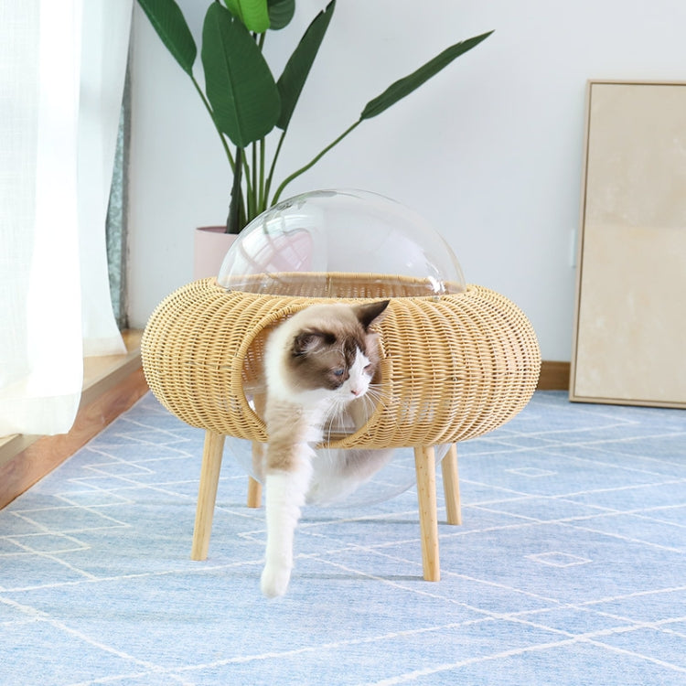 Closed Removable And Washable Breathable Space Capsule Rattan Cat Litter Starry Sky Cat House