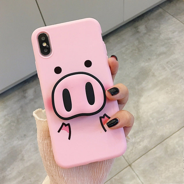 For iPhone XR Cute Cartoon Funny Pig Nose TPU Soft Phone Case For iphoneXR