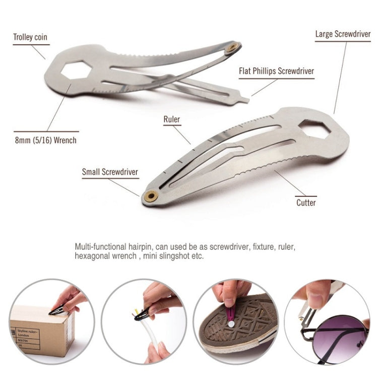 10 PCS 8 in 1 Multifunctional Hair Clip Outdoor Self-Defense First Aid Tool