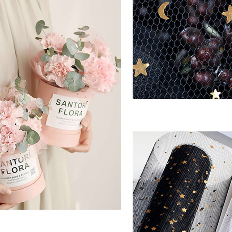 2 PCS Flowers Lined With Packing Gauze Stars And Moon Sequined Yarn Gift Box Flowers Package Material