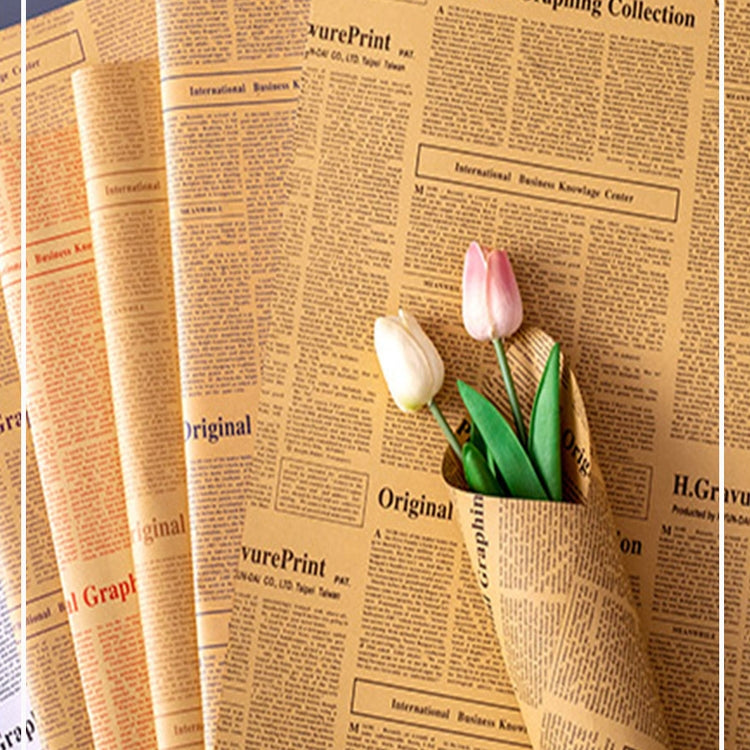 43 Sheets / Bag Newspaper Flower Wrapping Paper Waterproof Kraft Paper Gift Wrapping Paper