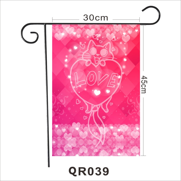 2 PCS Valentine Day Garden Flag Festive Atmosphere Garden Banner