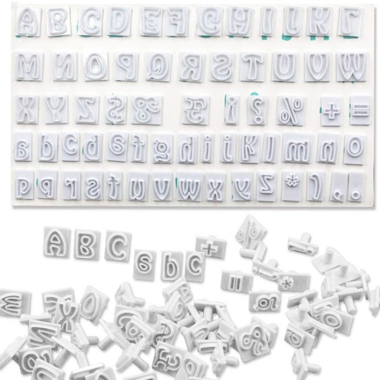 2 Sets 64 in 1 Plastic English Alphabet Symbol Cake Biscuit Mold Set