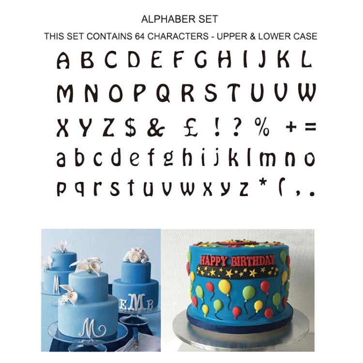 2 Sets 64 in 1 Plastic English Alphabet Symbol Cake Biscuit Mold Set
