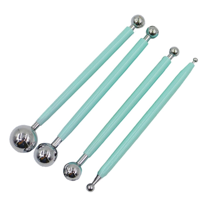 5 Sets 4 in 1 Stainless Steel Spherical Carving Group Pill Stick Fondant Clay Colored Clay Carving Tool Set