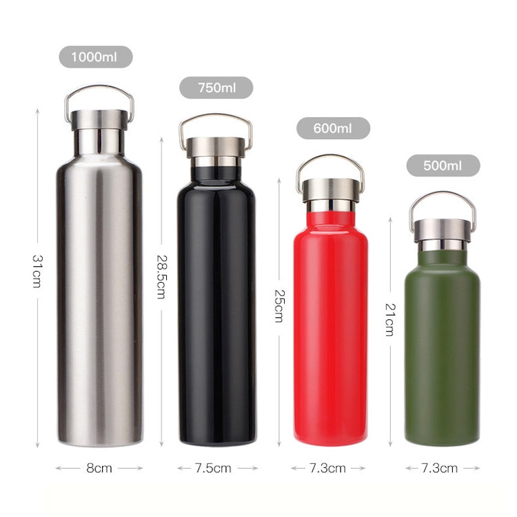 304 Vacuum Stainless Steel Vacuum Flask Double-Layer Large-Capacity Outdoor Water Bottle Mountaineering Sports Bottle, Capacity: 600ml