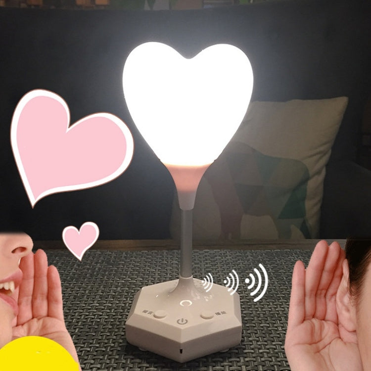 LED Heart-Shaped USB Rechargeable Night Light Three-Speed Remote Control Dimming Silicone Light, Style: 8006 Pink(Recording Version)