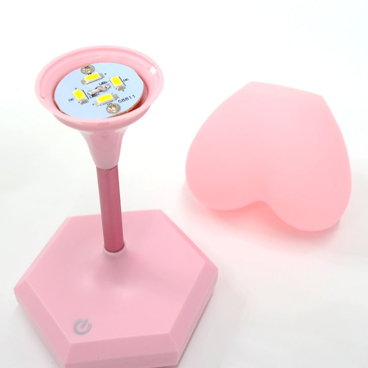 LED Heart-Shaped USB Rechargeable Night Light Three-Speed Remote Control Dimming Silicone Light, Style: 8006 Pink(Recording Version)