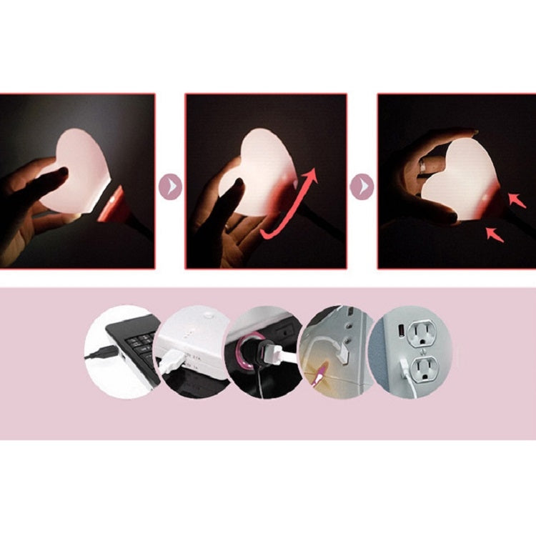 LED Heart-Shaped USB Rechargeable Night Light Three-Speed Remote Control Dimming Silicone Light, Style: 8006 Pink(Recording Version)