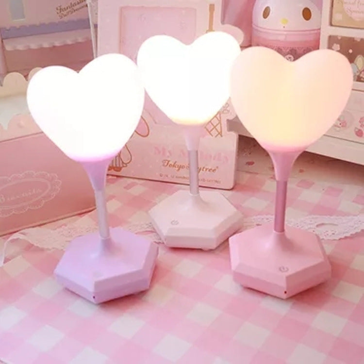 LED Heart-Shaped USB Rechargeable Night Light Three-Speed Remote Control Dimming Silicone Light, Style: 8006 White(Recording Version)