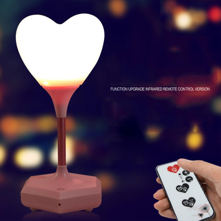 LED Heart-Shaped USB Rechargeable Night Light Three-Speed Remote Control Dimming Silicone Light, Style: 8007 Pink (Remote Control)