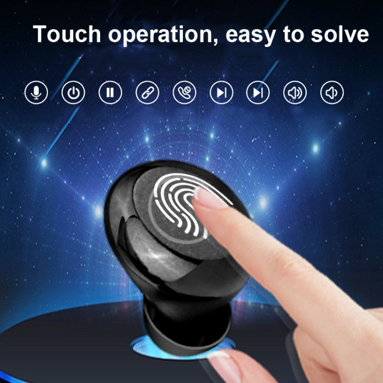 TWS Wireless Bluetooth 5.0 Touch Digital Display Waterproof Sports Earphone with Fabric Charging Box