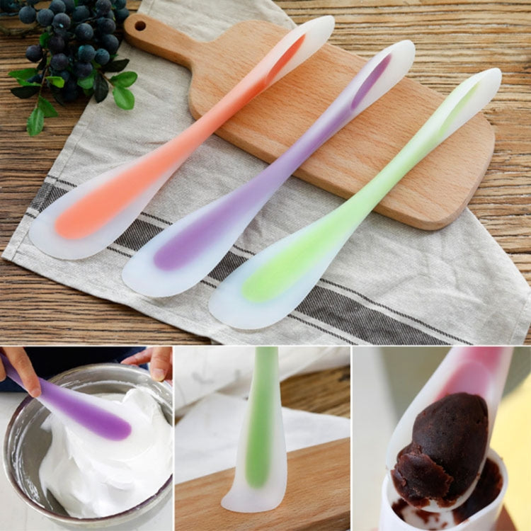 3 PCS Multifunctional Double-Headed Dual-Purpose Silicone Spatula Translucent Spoon Baking Tool, Random Color Delivery