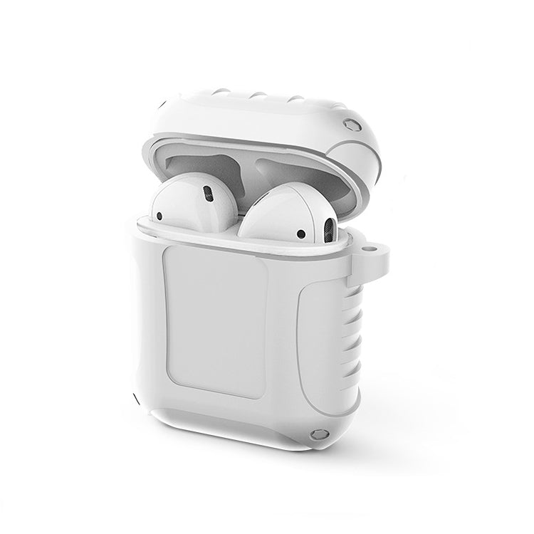 2 PCS Pure Color Simple Waterproof Earphone Protective Cover with Carabiner For AirPods 1 / 2
