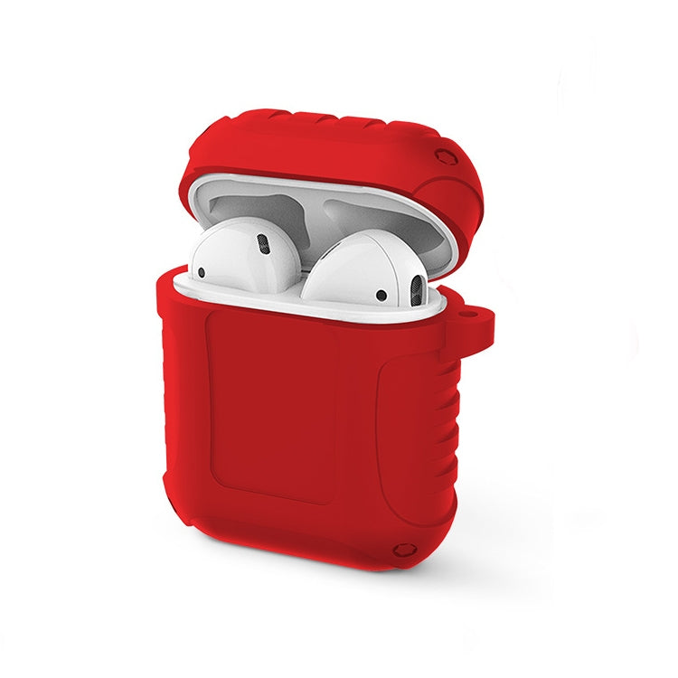 2 PCS Pure Color Simple Waterproof Earphone Protective Cover with Carabiner For AirPods 1 / 2