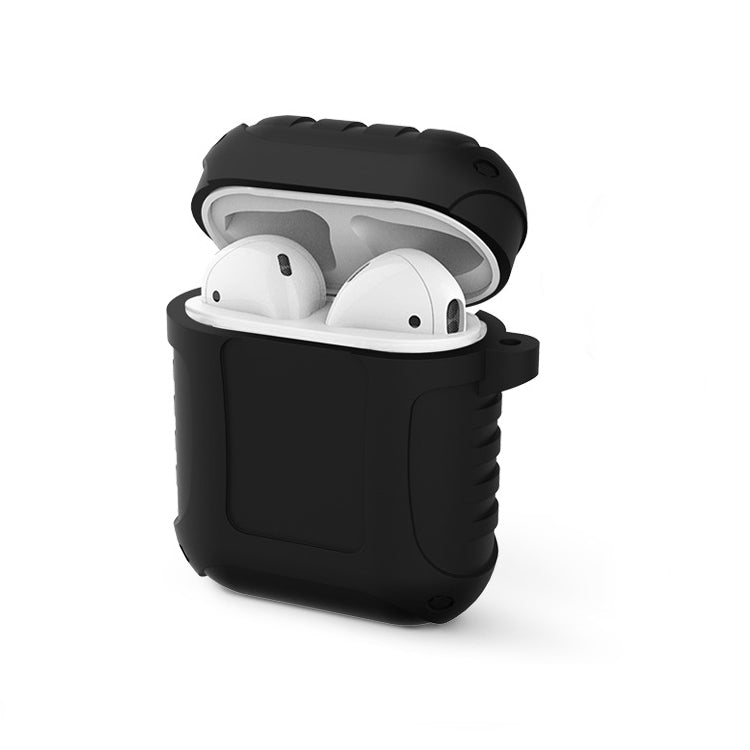 2 PCS Pure Color Simple Waterproof Earphone Protective Cover with Carabiner For AirPods 1 / 2