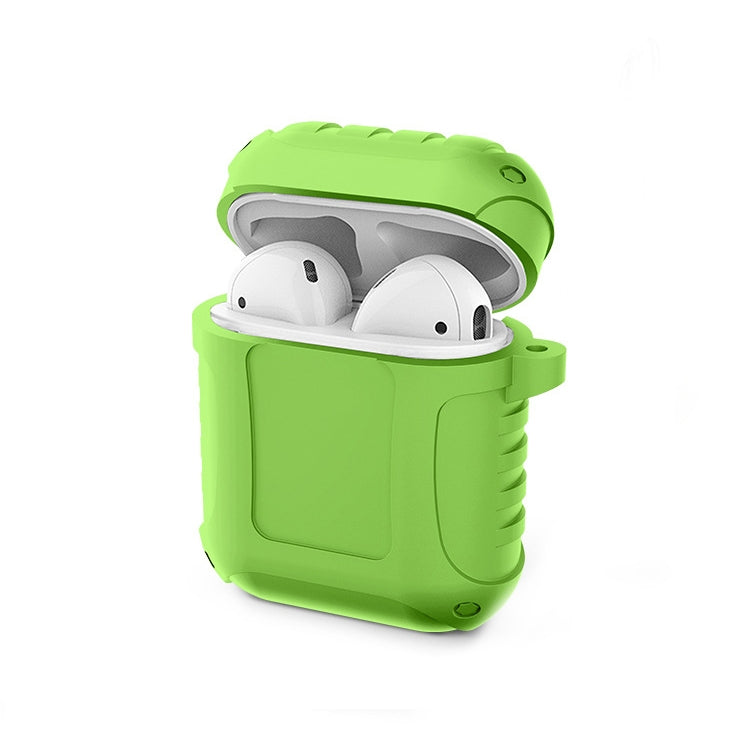 2 PCS Pure Color Simple Waterproof Earphone Protective Cover with Carabiner For AirPods 1 / 2