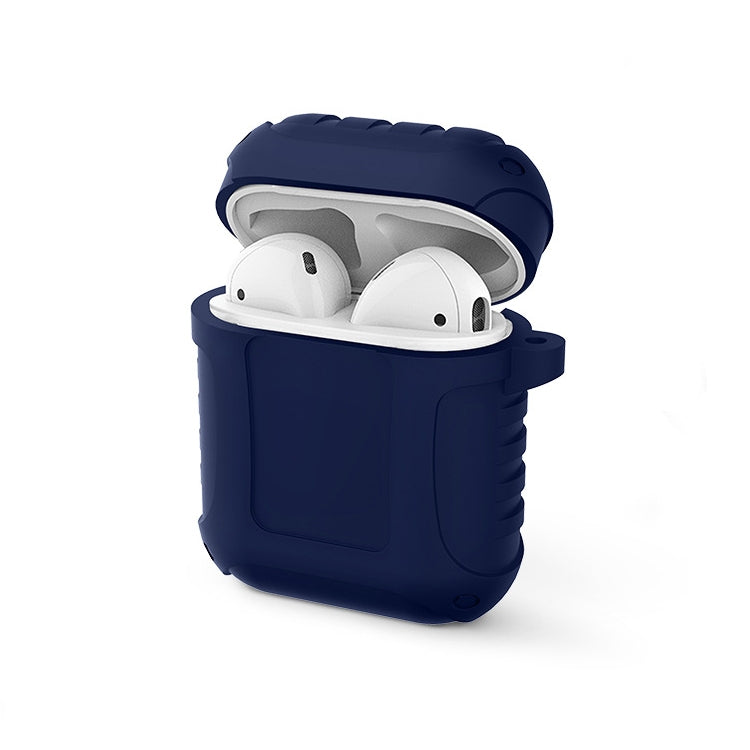 2 PCS Pure Color Simple Waterproof Earphone Protective Cover with Carabiner For AirPods 1 / 2