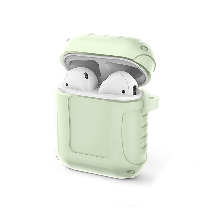 2 PCS Pure Color Simple Waterproof Earphone Protective Cover with Carabiner For AirPods 1 / 2