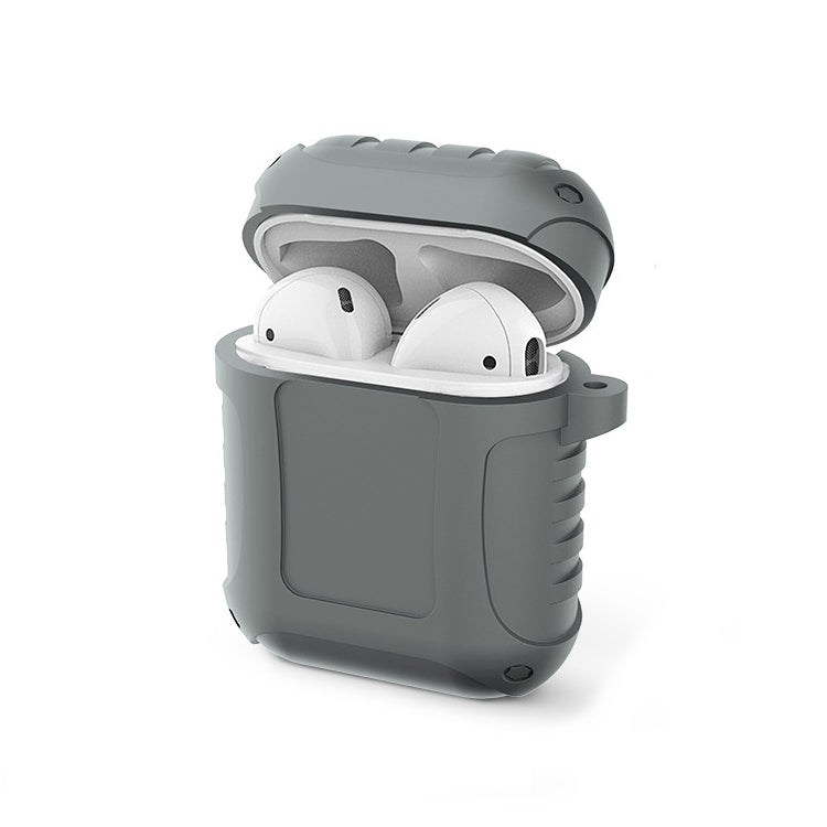 2 PCS Pure Color Simple Waterproof Earphone Protective Cover with Carabiner For AirPods 1 / 2