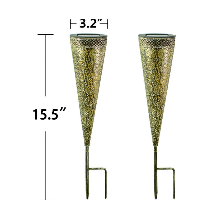 Solar Wrought Iron Cone Lawn Lamp Garden Decorative Lamp