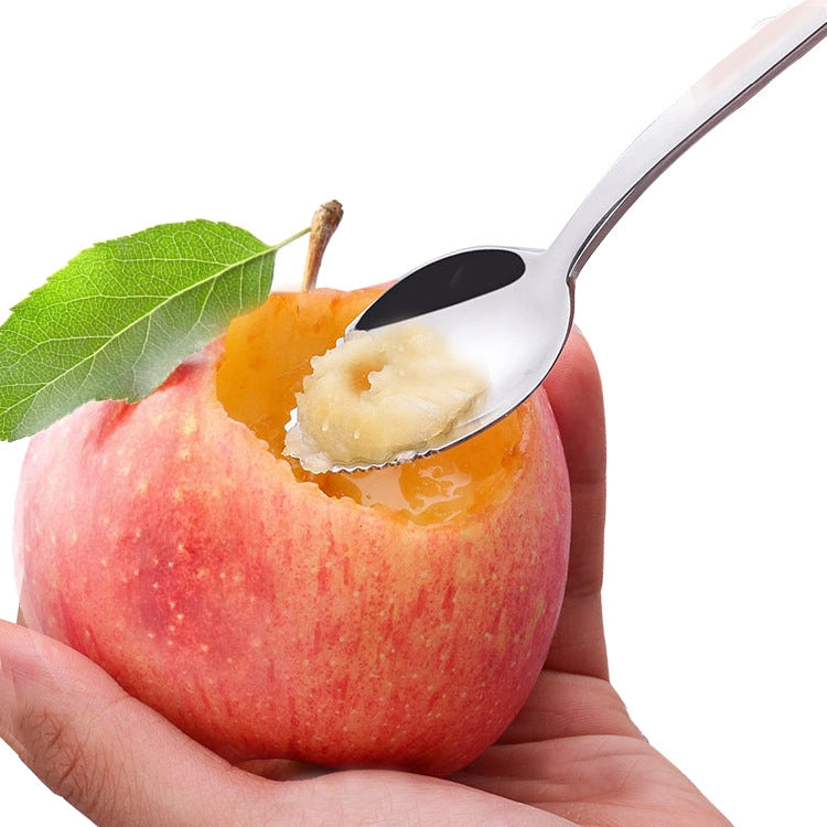 MS-217 5 PCS Stainless Steel Apple Puree Spoon Children Tableware Thickened Toothed Coffee Stirring Spoon