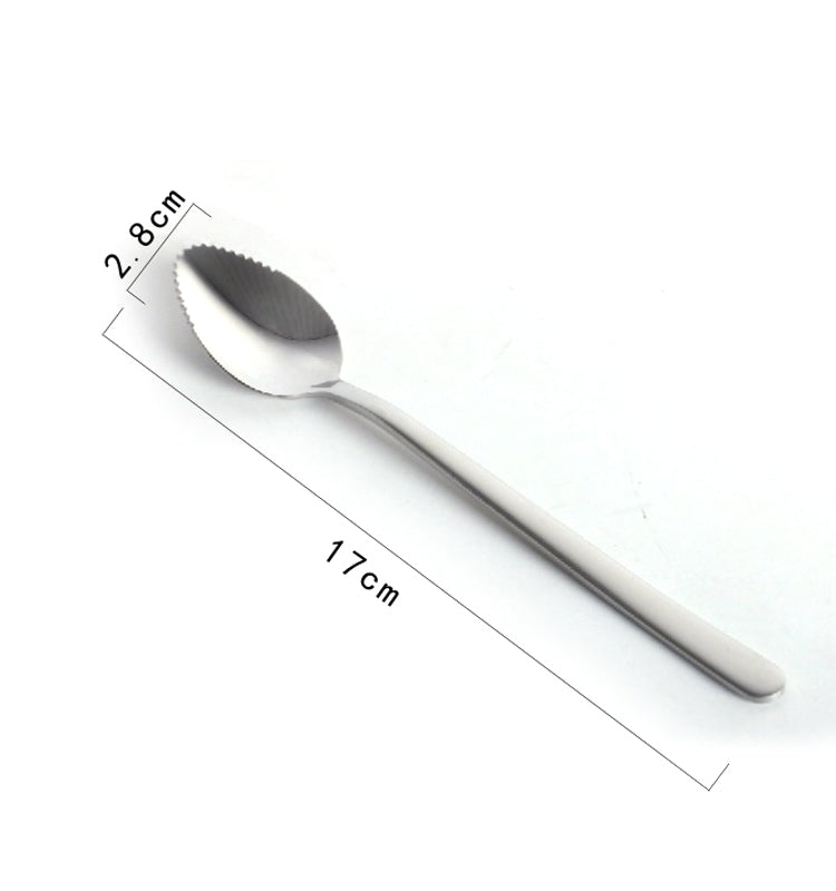 MS-217 5 PCS Stainless Steel Apple Puree Spoon Children Tableware Thickened Toothed Coffee Stirring Spoon