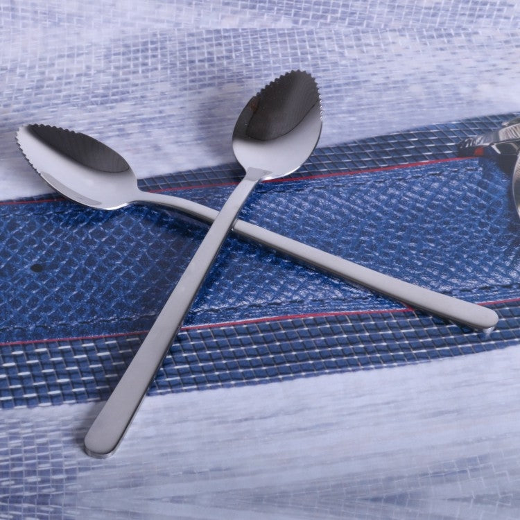 MS-217 5 PCS Stainless Steel Apple Puree Spoon Children Tableware Thickened Toothed Coffee Stirring Spoon