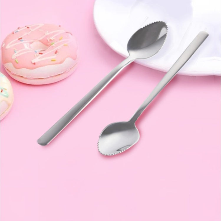 MS-217 5 PCS Stainless Steel Apple Puree Spoon Children Tableware Thickened Toothed Coffee Stirring Spoon
