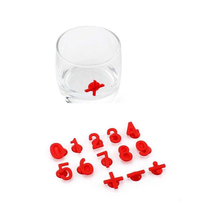 3 Sets Silicone Number Suction Cup Wine Glass Marker(Red)