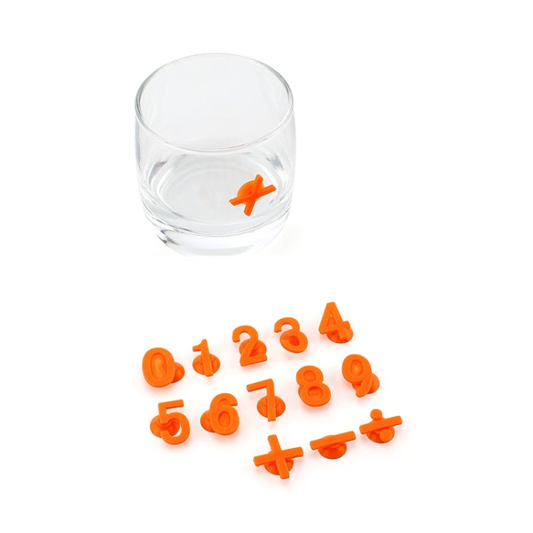 3 Sets Silicone Number Suction Cup Wine Glass Marker(Orange)