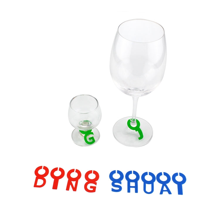 2 Sets Silicone Wine Glass Letter Mark Pendant
