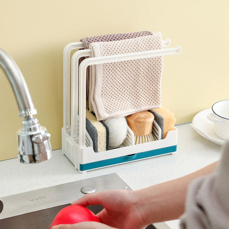Kitchen Non-Perforated Wall-Mounted Drain Rag Rack Sponge Dish Cloth Storage Rack
