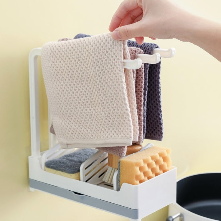 Kitchen Non-Perforated Wall-Mounted Drain Rag Rack Sponge Dish Cloth Storage Rack