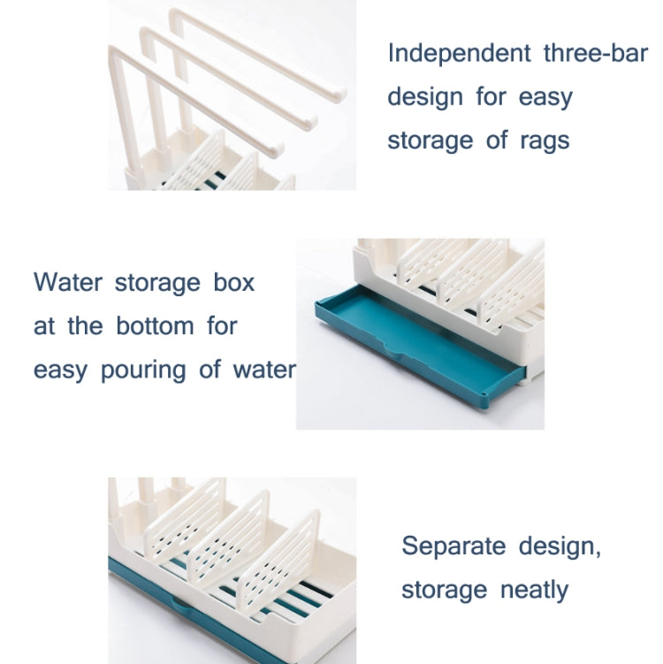 Kitchen Non-Perforated Wall-Mounted Drain Rag Rack Sponge Dish Cloth Storage Rack