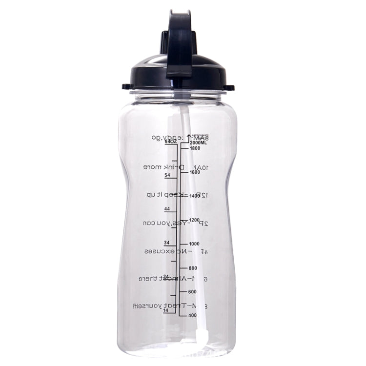 2000ml Large Capacity Portable Bounce Lid Water Bottle with Straw Tritan Material Outdoor Sports Kettle
