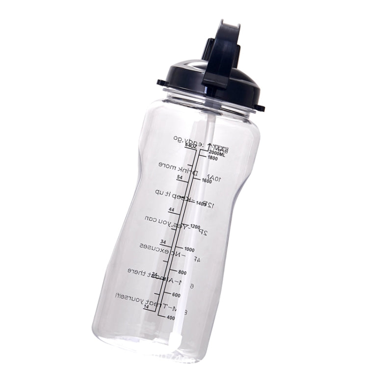 2000ml Large Capacity Portable Bounce Lid Water Bottle with Straw Tritan Material Outdoor Sports Kettle