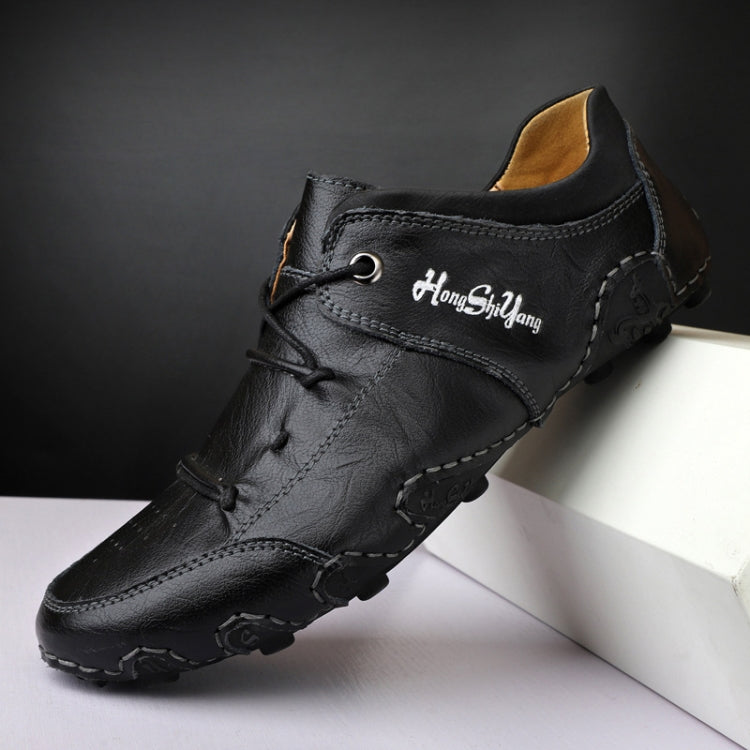 Spring And Summer Men Casual Octopus Peas Shoes Leather Outdoor Shoes, Size: 39(Black)