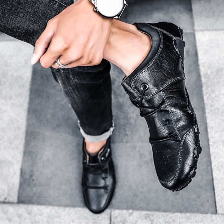 Spring And Summer Men Casual Octopus Peas Shoes Leather Outdoor Shoes, Size: 41(Black)