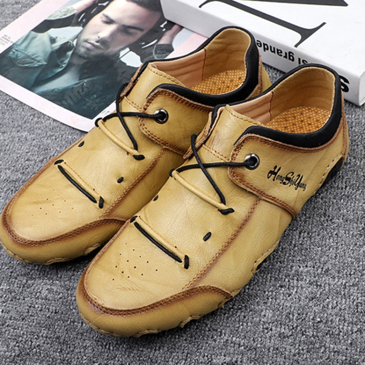 Spring And Summer Men Casual Octopus Peas Shoes Leather Outdoor Shoes, Size: 46(Beige)