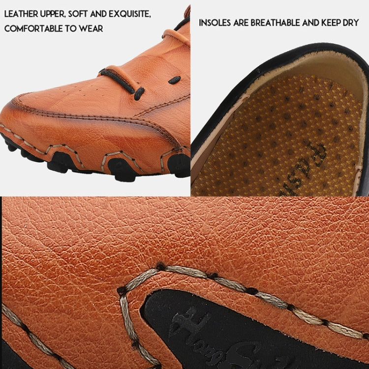 Spring And Summer Men Casual Octopus Peas Shoes Leather Outdoor Shoes, Size: 46(Beige)