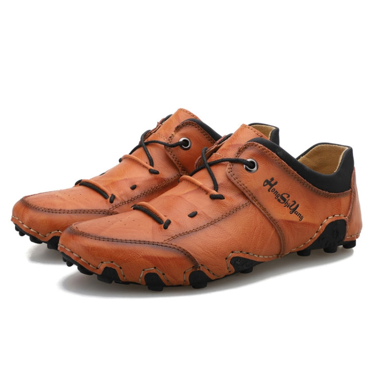 Spring And Summer Men Casual Octopus Peas Shoes Leather Outdoor Shoes, Size: 46(Beige)