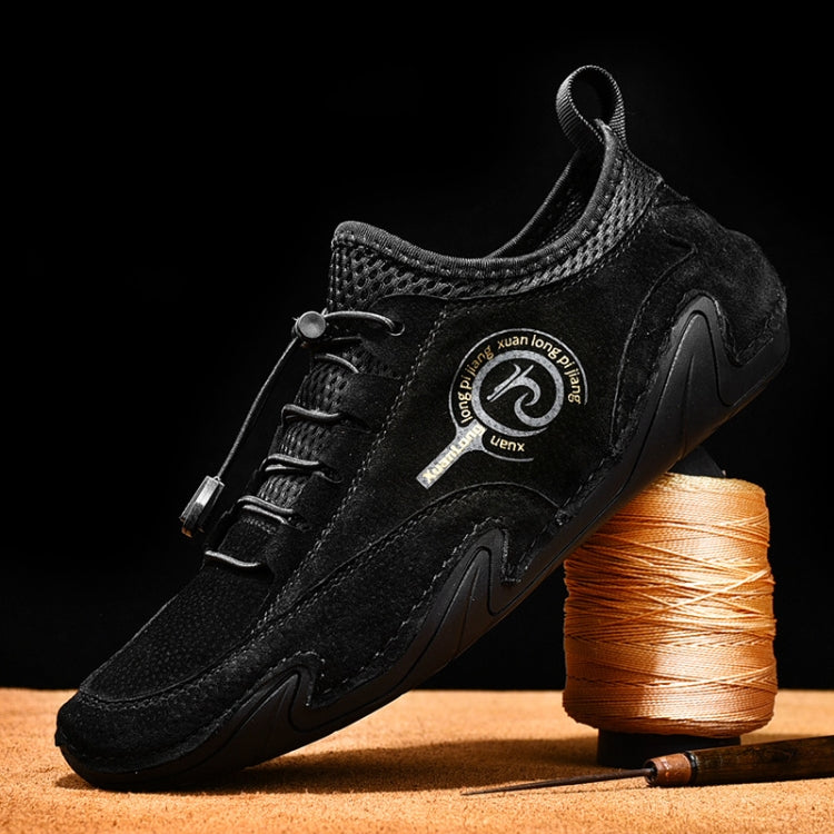 Spring And Summer Men Casual Breathable Peas Shoes Leather Pigskin Lazy Sneakers, Size: 38