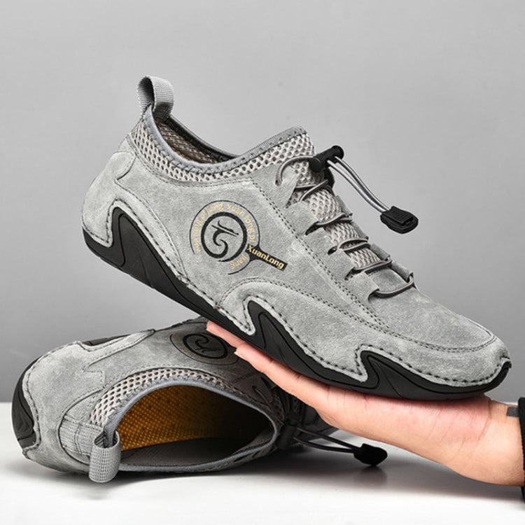 Spring And Summer Men Casual Breathable Peas Shoes Leather Pigskin Lazy Sneakers, Size: 38